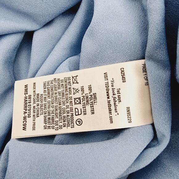 NEW Ted Baker Harrpa Raspberry Ripple Pleated Floral Midi Skirt Light Blue - Picture 11 of 12